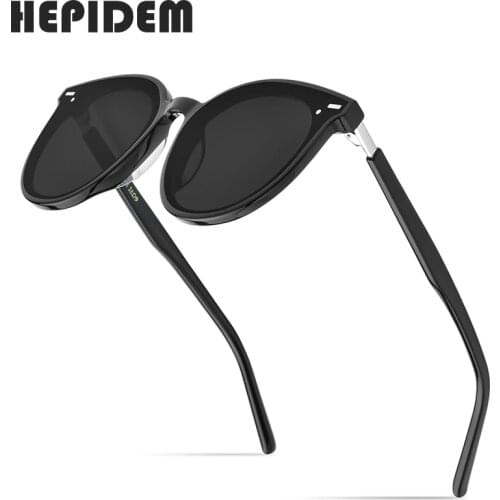 HEPIDEM New Acetate Round Sunglasses Retro Men Gentle Brand Designer Sun Glasses for Women Vintage Mirrored UV400 gm East