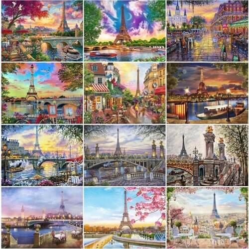 Full Drill Square 5D Diy Diamond Painting City 3D Diamond Embroidery Scenic Paris Cross Stitch Art Rhinestone Mosaic Wall Decor