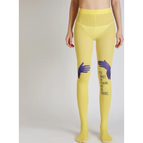 New Designs High Quality 120D Velvet Digital Public Service Print Painting Tights Womens Pantyhose Sexy Stockings