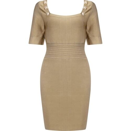 Summer Womens Dress 2021 Short Sleeve Bandage Dress Sexy Buttons Celebrity Club Party Lady Elegant Midi Dress