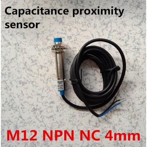M12 NPN NC Cylinder type proximity capacitance sensor swith normally close switch DC 3 wires distance 4mm detect metal/non-metal