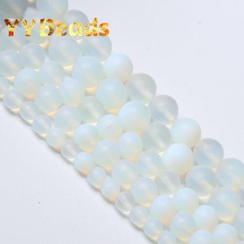 Dull Polish Matte Natural White Opal Stone Beads Round Loose Beads For Jewelry Making DIY Bracelet Accessories 15" 4 6 8 10 12mm