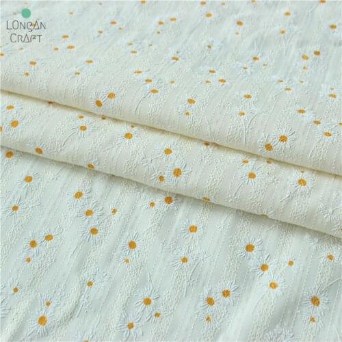 Soft Daisy Floral Printed Cotton Jacquard Fabric for Dress Childrens Clothing Fabric by Half Meter