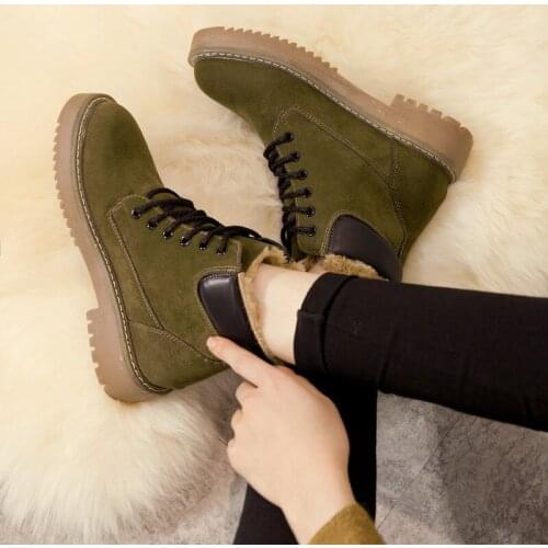 2020 Winter New Women Boots Skid Short Tube for Winter Shoes Heels Winter Boots Ankle Botas Mujer Warm Plush Insole W22-21