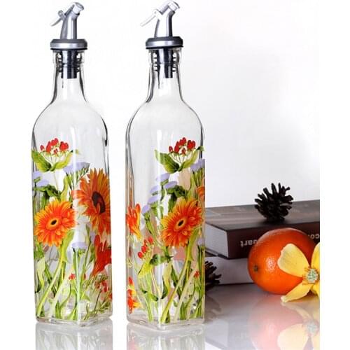 New 500ml beautiful glass vintage leak-proof oiler spice jar soy sauce bottle kitchen supplies creative cruet vinegar oil bottle