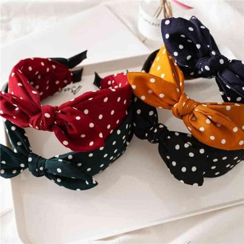 Sweet Rabbit Ears Women Headbands Dot Print Knotted Hair Hoop Fashion Multi-function Girls Lady Headwear