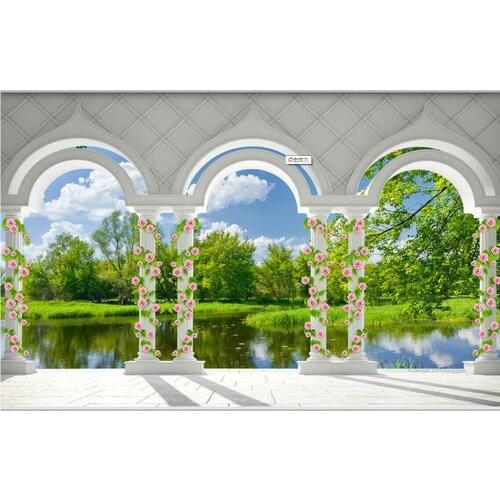 Wholesale Green Nature Frame Mural for Bedding Room Sofa Background 3d Wall Photo Mural 3D Murals Papel de parede Home Decor