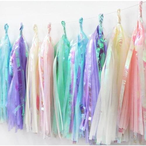 Tissue Paper PET Tassel Garland for Wedding Mixed Tinsel Foil Kids Birthday Festive Party Decoration Baby Shower Favors Supplies