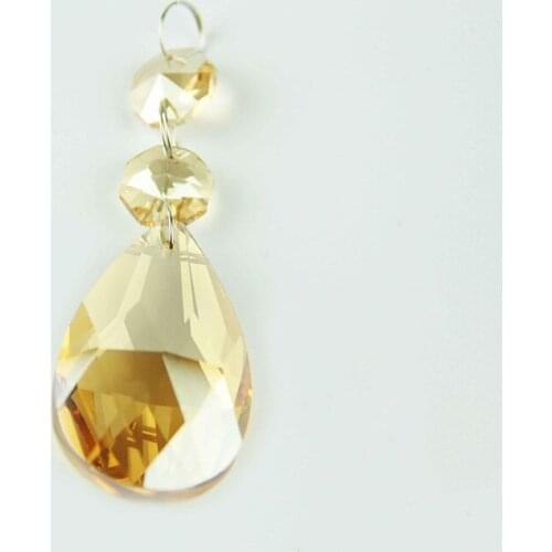 Hot 50mm Gold Champagne Crystal Octagon Beads Long Pendant With Octagon Beads Chandelier Pendants Lamp Parts