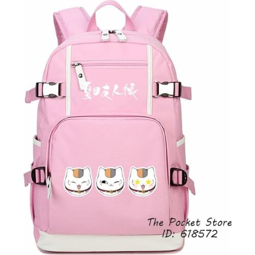 Natsume Yuujinchou Anime Bags Maneki Neko Cat Teacher Kawaii Women Backpack Printing Backpack Canvas Laptop Backpack Bookbag