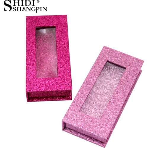 SHIDISHANGPIN 1 Box Custom Logo Fake 3d Mink Lashes Glitter Case Empty Makeup Eyelash Storage 25mm False Eyelashes Packaging
