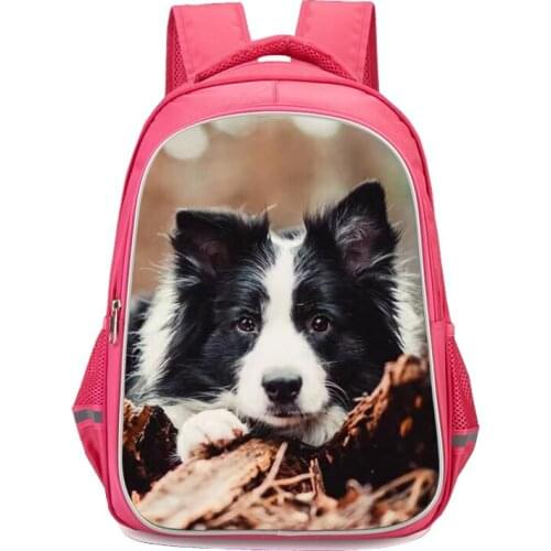New Girls School Backpack Border Collie Dog Print Primary School Bags Girls 6-10 Years Children Bookbag Kids Satchel Knapsack