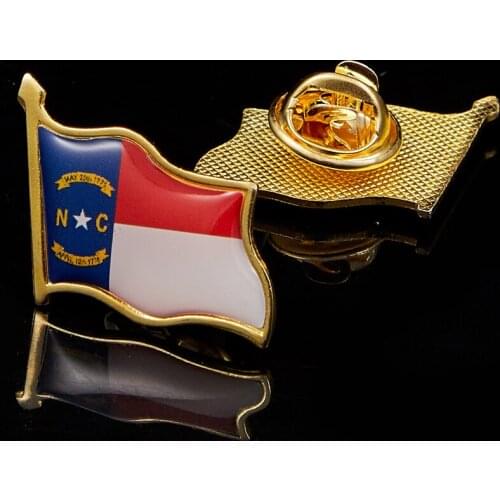 USA North Carolina State Gold Plated Flag Lapel Pins Shirt Tie Necktie Pins Clip Clasp Lapel Stick Brooch