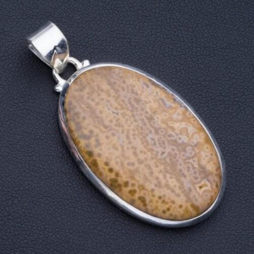 Natural Ocean Jasper Punk Style 925 Sterling Silver Pendant 2" P0776