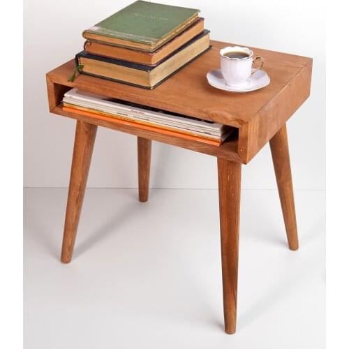 Light Walnut Natural Wood Pine Screwless Angle Cutting Decorative Bedside Table Coffee Table