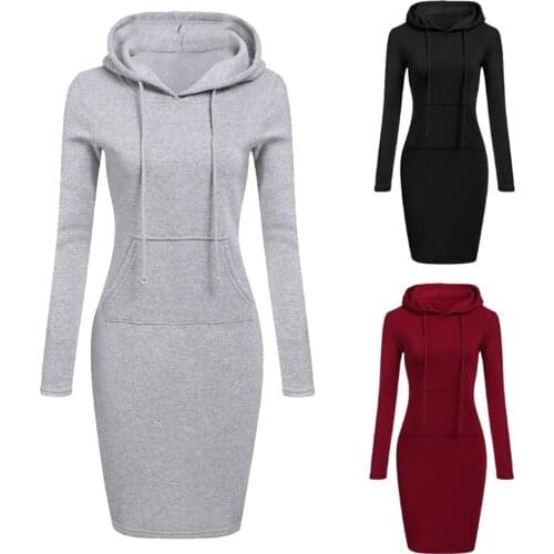 Hoodie Autumn Winter Hoodie For Women Solid Color Sport Hoodie Long Sleeve Sweatshirt Pocket Long Slim Pullovers Ladies Casual