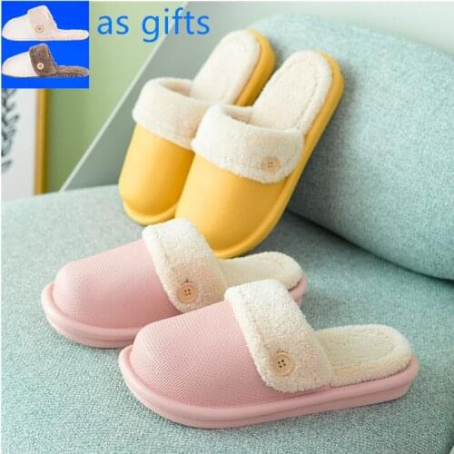 Waterproof Non-Slip Home Slippers Womens Winter Warm House Indoor Cotton Female Slipper Slip On Ladies Flat Floor Shoes Unisex