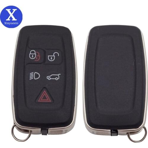 Xinyuexin for LandRover Discovery 4 Sport Freelander Car Key Shell Smart Remote Fob Cover Case 5 Button Keyless Entry Accessorie