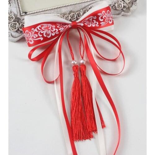 Ancient Style Hair Accessories Chinese Bow Hair Pins Long Ribbons Headdress National Wedding Bridal Hair Clip Bowknot Hairpin