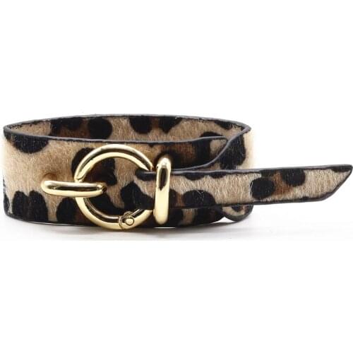 New Fashion Wrap Belt Buckle Alloy Circle Colorful Pink Red Leopard Print PU Leather Bracelets For Women Female Homme Jewelry