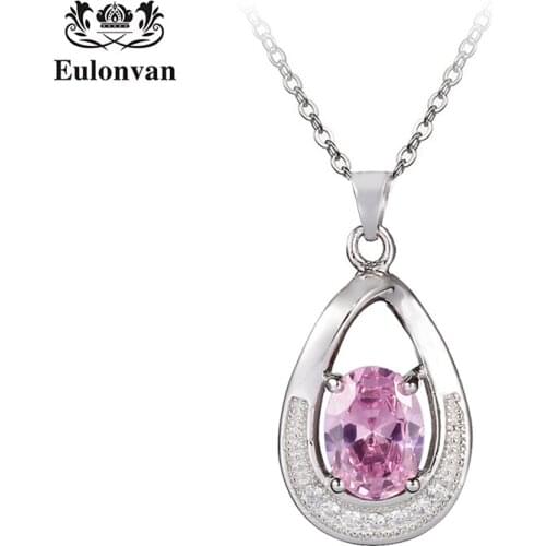 Eulonvan Trendy Pendant Chain Necklace For Women 925 Sterling Silver Collier Femme Ladies Chokers Necklaces Accessories S3725