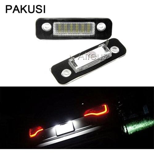 PAKUSI 1Pair Car LED License Plate Lights 12V For Ford Mondeo MK2 Fiesta Fusion accessories White SMD3528 Lamp Bulb Kit No error