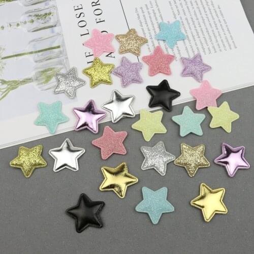 100Pcs 2.8cm Color Glitter Stars Padded Appliques Kids Hair Accessories Materials Ornaments DIY Craft Pentagram Embossing Decor