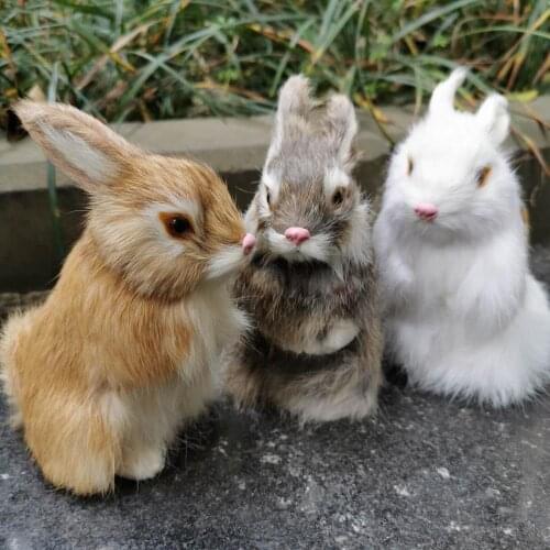 14*7*7cm,Artificial Real Rur Rabbits,Simulation Craft Furry Bunny for wedding home Decoration Accessories,festival birth Gift