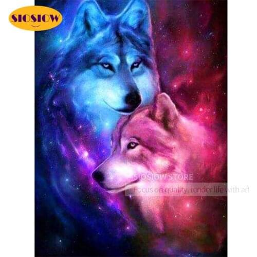 5D Wolves Diamond Mosaic Painting Wolf Love Cross Stitch Diamond Beads Embroidery Animal Picture Kits Handicraft Home Decoration