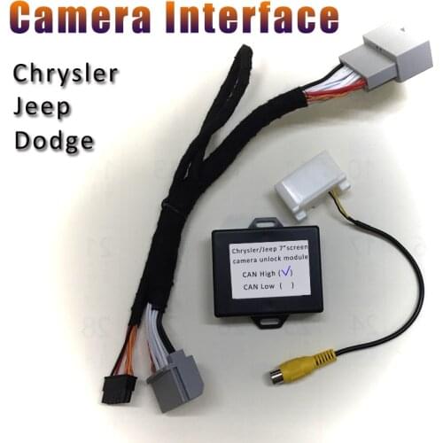 Camera interface adaptor 2009 for jeep chrysler rear view camera video unlock module camera retrofit interface 360 panoramic