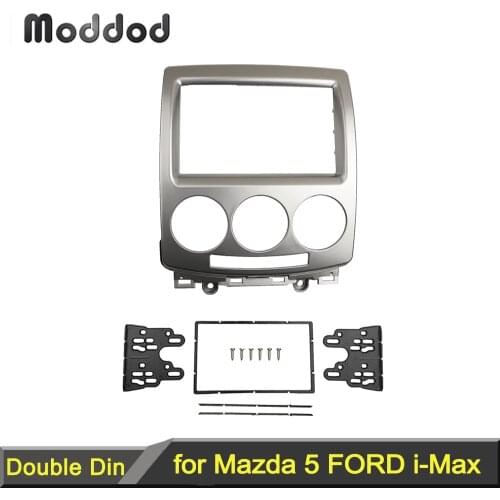 Double 2 Din Car Radio Fascia for Ford i-Max 2007+ Mazda 5 Premacy 2005+ Audio Stereo Panel DVD CD Trim Kit Frame Bezel