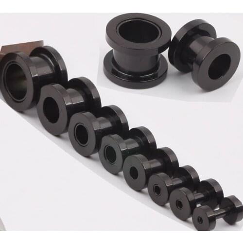 Stainless Steel Black Ear Plugs Flesh Tunnels Mix 1.6-10mm Screw Ear Expanders Stretching Taper Expansion Piercing Body Jewelry
