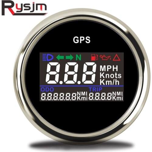 52mm Digital GPS Speedometer + sensor LCD Speed Gauge Odometer Adjustable Mileage Trip Counter For Auto Motorcycle Boat 12V 24V