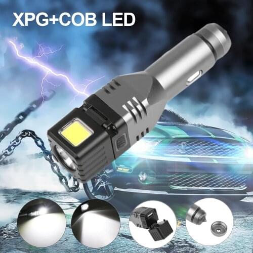 COB flashlight built-in output, with magnet, safety hammer, LED foldable car rechargeable flashlight