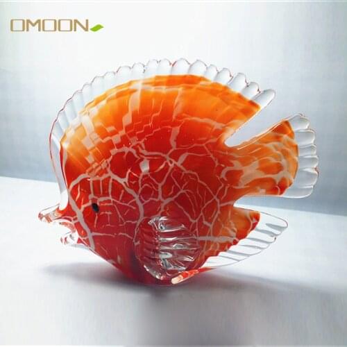 Handmade Colored Glass Fish Animal Ornament Glass Figurine Mediterranean Art Favor Crafts Red Glass Figurines Home Decoration