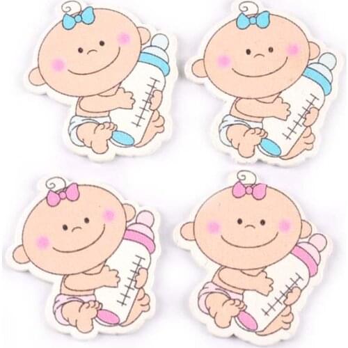 20pcs 33x36mm No Holes Wood Slices Blue/pink Baby Painted DIY Craft Scrapbooking For Embellishments Arts Wooden Decoration M0380