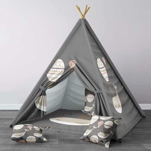 Play Tent for Kids Wigwam Portable Indoor Playground Tents Children Bedrooms Dark Gray Whale Balloon Model 1334