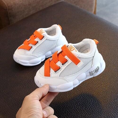 Kids Leisure Sneakers Childrens white shoes boys and girls hook loop sports shoes new mesh casual baby Toddler running shoes