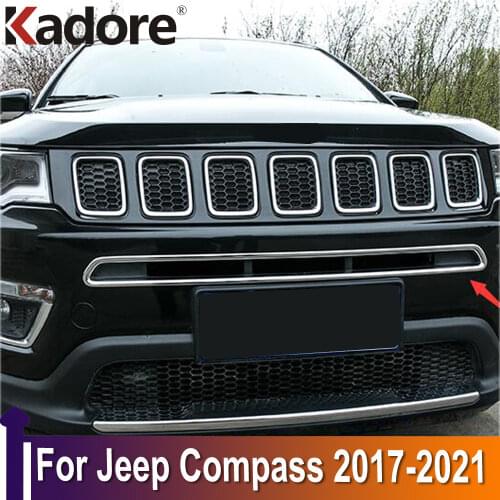 For Jeep Compass 2017-2020 2021 ABS Chrome Car Front Bottom Grille Cover Trim Molding Chrome Garnish Protector ABS Accessories