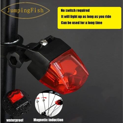Electromagnetic induction IPX-4 Waterproof LED Bike Light Magnet Taillight Cycling Rear Light for Bike Fork 16-22mm Cycling