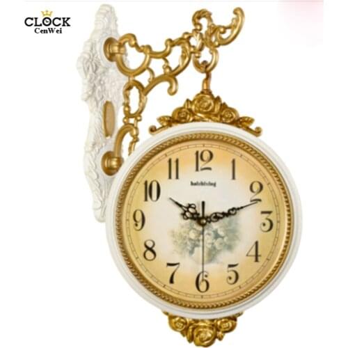 European Double-sided Wall Clock Living Room Creative Large Wall Clock Shabby Chic Decoration Wall Mirror Guess Women 50ZB30