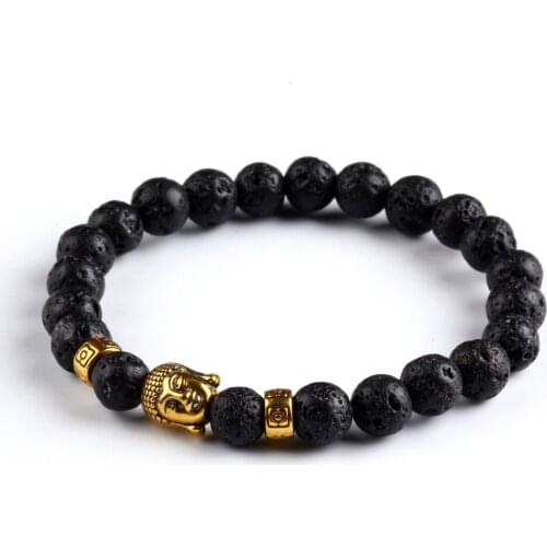 Hot Pulseras mujer Lava stone buddha beads bracelet elastic charm bracelet rope chain Natural stone for men and women