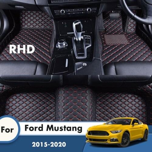 RHD Carpets For Ford Mustang 2020 2019 2018 2017 2016 2015 Car Floor Mats Leather Waterproof Styling Auto Interior Accessories
