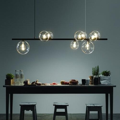 Nordic Creative Glass Ball Chandelier Light Modern Dinning Room Light Fixture Decor Hanging Light Suspension LED Lamp