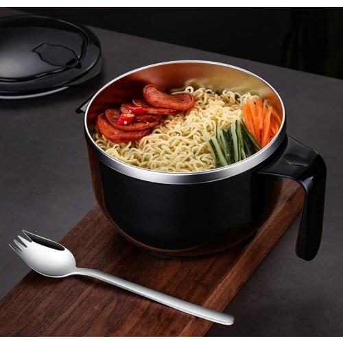 Lunch Box Large Stainless Steel Bowl of Instant Noodles To Eat Rice Bowl with Lid, Household Utensils Soup Bowl Rice Bowl