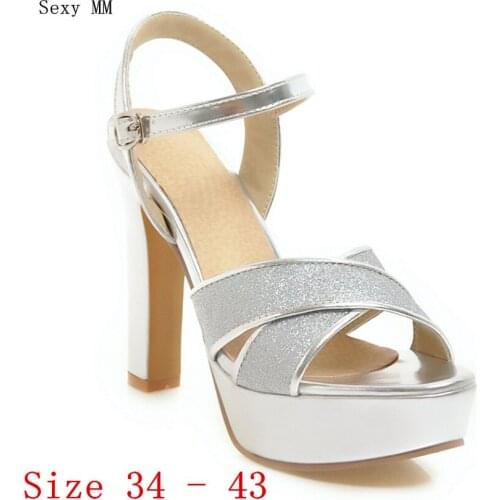 Summer Pumps Women Peep Toe High Heels Party Wedding Platform Gladiator Sandals Woman High Heel Shoes Plus Size 34- 40 41 42 43