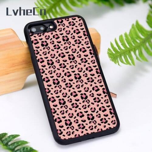 LvheCn Silicone Rubber Phone Case Cover for iPhone 6 6S 7 8 Plus X XS XR 11 12 Mini Pro Max Pink Leopard Animal Print