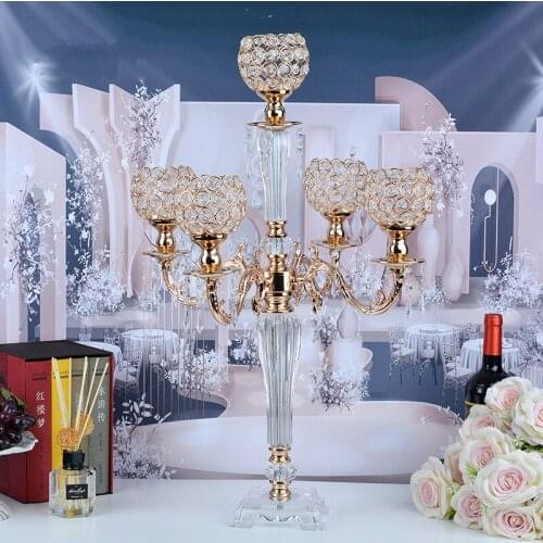 New style gold wedding decorative table center pieces crystal candle holder senyu0254