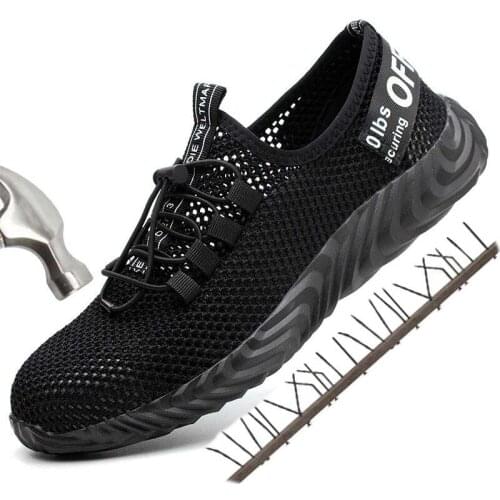 Mens Steel Toe Safety Shoes Light Breathable Male Sneaker Anti-smashing Anti-piercing Construction Work Mesh Work Shoes For Men