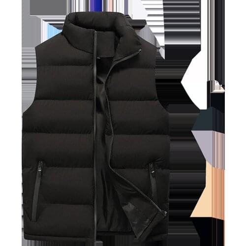 Autumn And Winter Mens Cotton Vest Jacket Thickening Plus Fertilizer Plus Size Waistcoat Casual Cotton vVest Vest Mens Tide